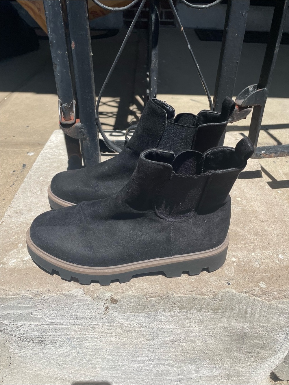 Black Suede Chelsea Lug Boots